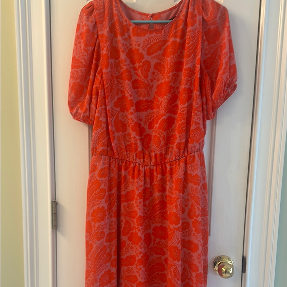 Ann Taylor Orange Puff Sleeve Sundress